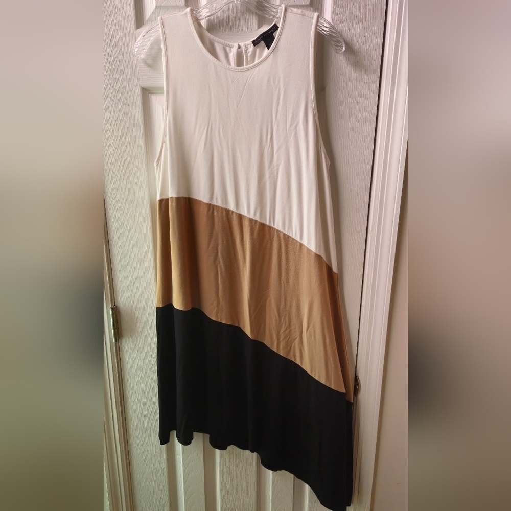 Grace Elements White, Tan & Black Asymmetrical Sleeveless Dress - Size XL